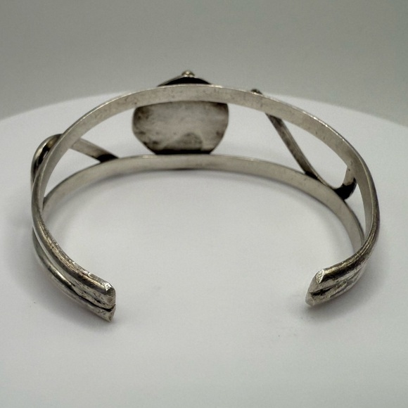 Vintage Southwestern Cuff Bracelet-Silver with Red Jasper like Style Stone - Picture 6 of 8